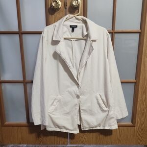 Torrid White Linen Blend Longline Button Front Blazer Size 2x